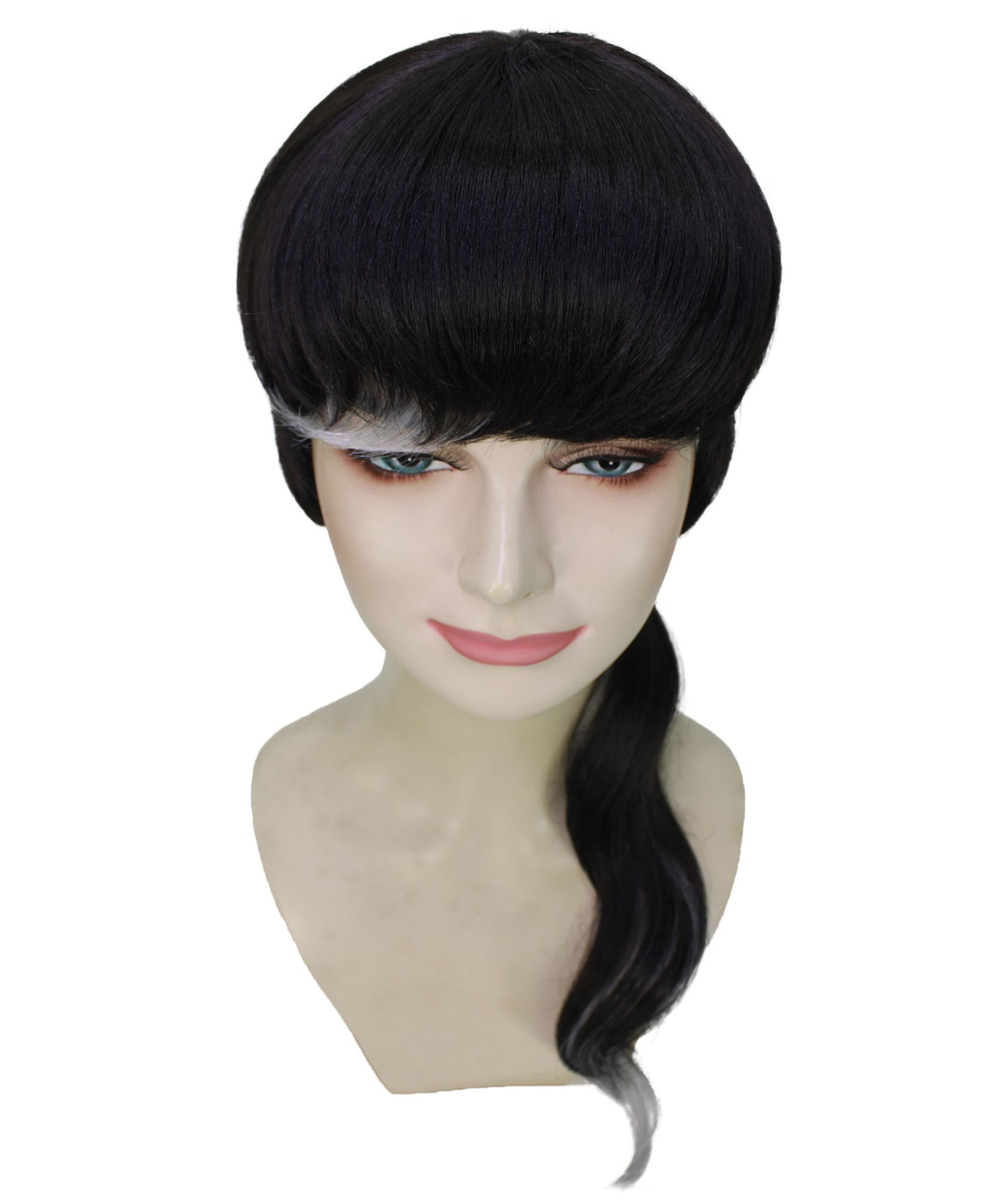 プレミアムレディースH-5934 ラットテイルダークグレーシンセティックヘアウィッグ ハロウィンに最適 難燃性合成繊維