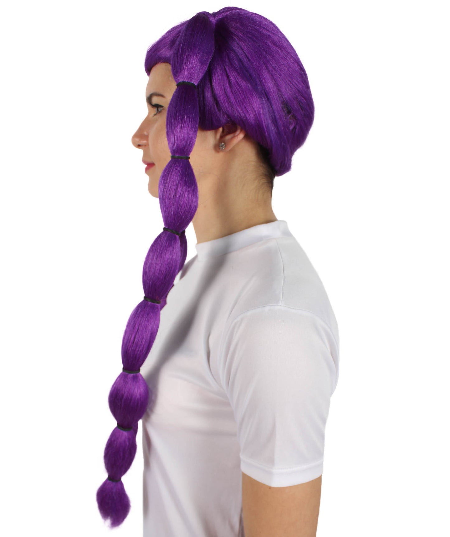 ハロウィンパーティープレミアムレディース H-5665-PP コンパニオンロボットロングピグテールウィッグ 紫色