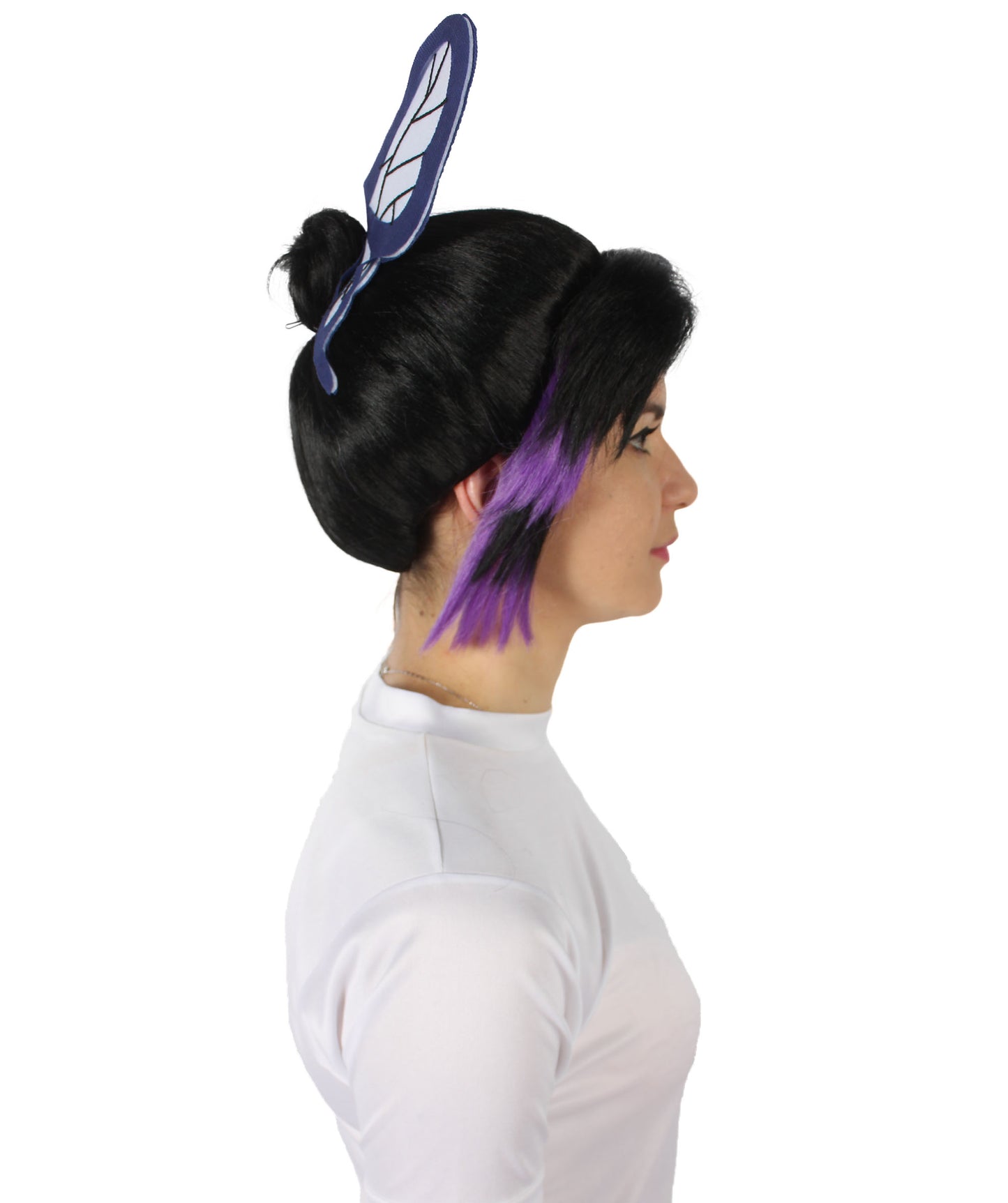 Wigs2you H-5683大人の女性の悪魔ハンター黒とダークパープルウィッグ&蝶アクセサリー