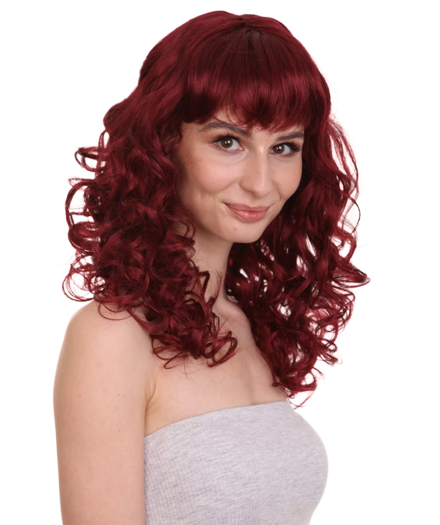 Wigs2you ハロウィンパーティー プレミアム レディース H-995 着用しやすい ベラウィッグ バーガンディカラー