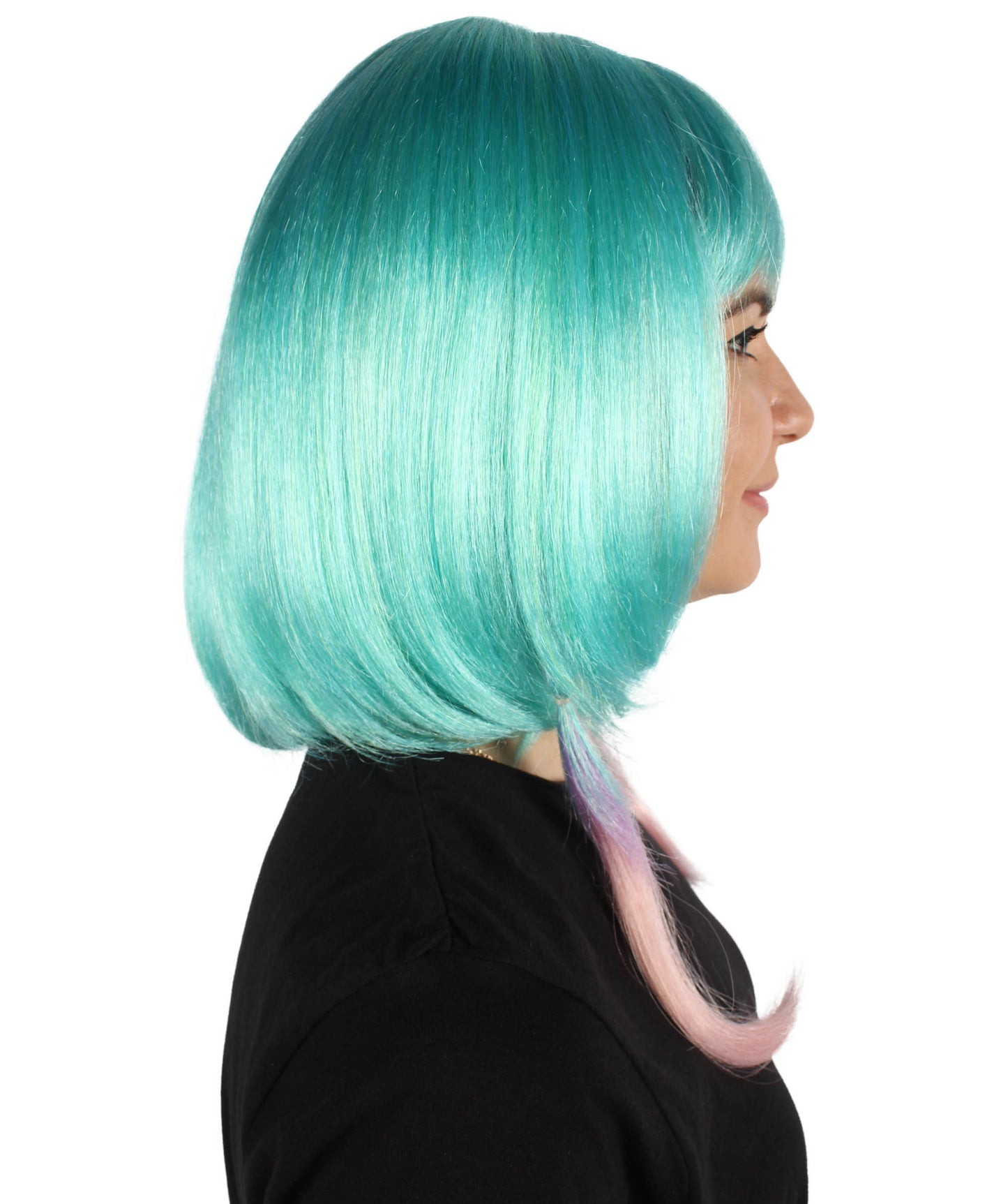 Wigs2you H-6924 前髪付きレディースウェーブブルーボブウィッグ|コスプレに最適|難燃性合成繊維