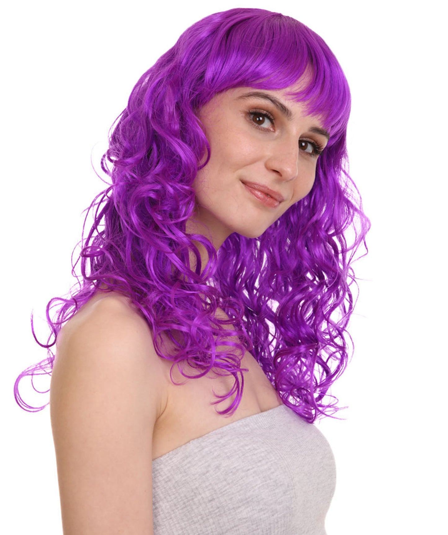 Wigs2you ハロウィンパーティー プレミアム レディース H-1028 着用しやすい ベラウィッグ ネオンパープルカラー