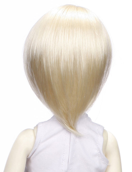 カジュアルなストレートショートスタイルの人形のウィッグ W-650 プラチナブロンドの色