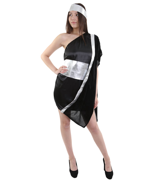 女性用 JCO-399 ギリシャのトーガコスチューム シルバーとブラック コスプレ コスチューム