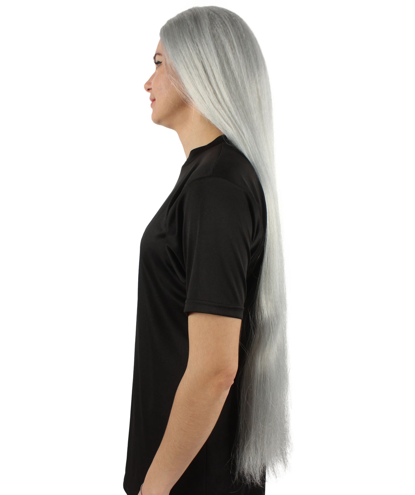 女性 36インチ 超長いウィッグ 白 H-5379_15 バングなし コスプレ衣装の髪ウィッグ