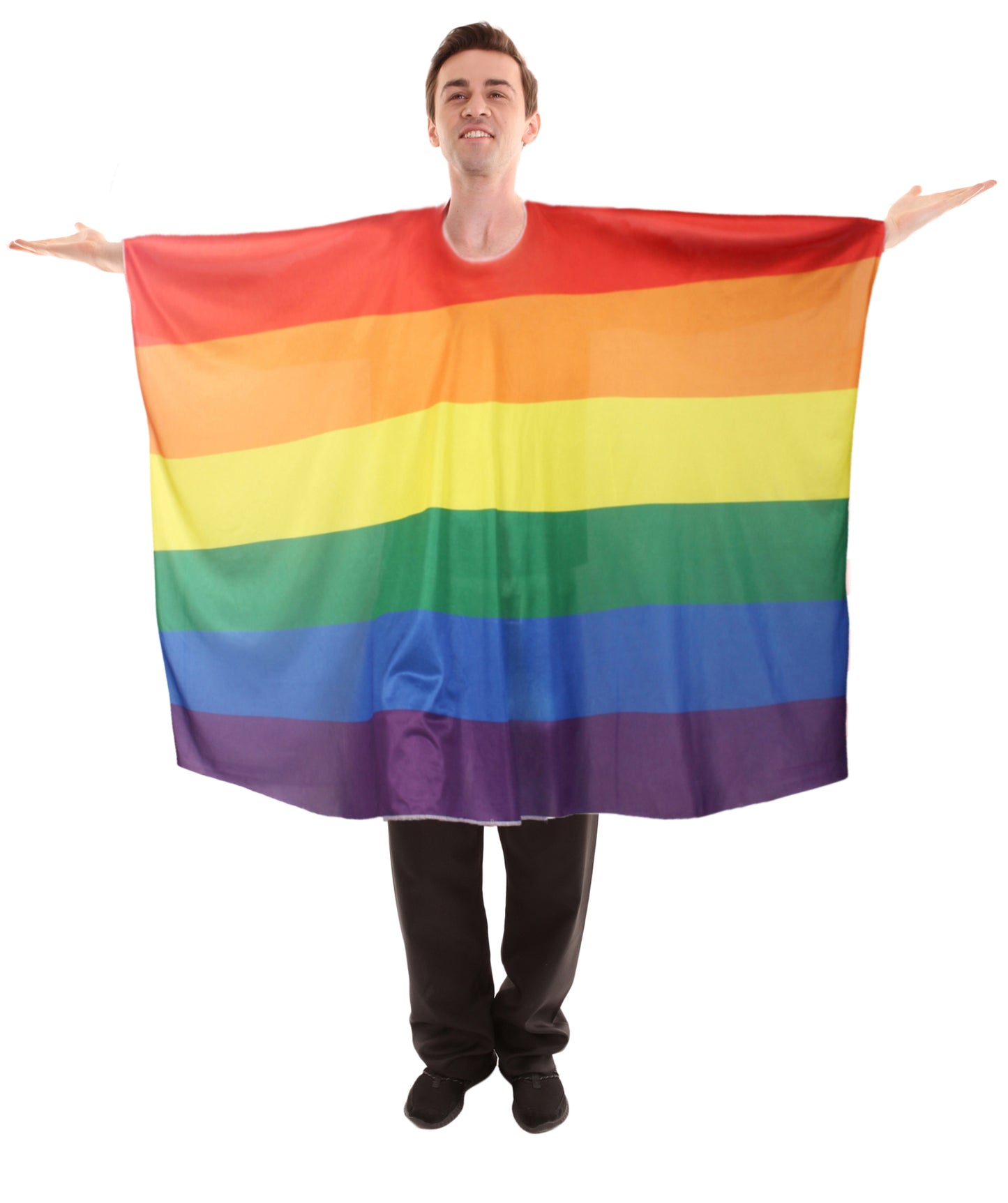 ユニセックス JCO-435 LGBTQ フラッグチュニックポンチョ レインボーカラープライドコスチューム
