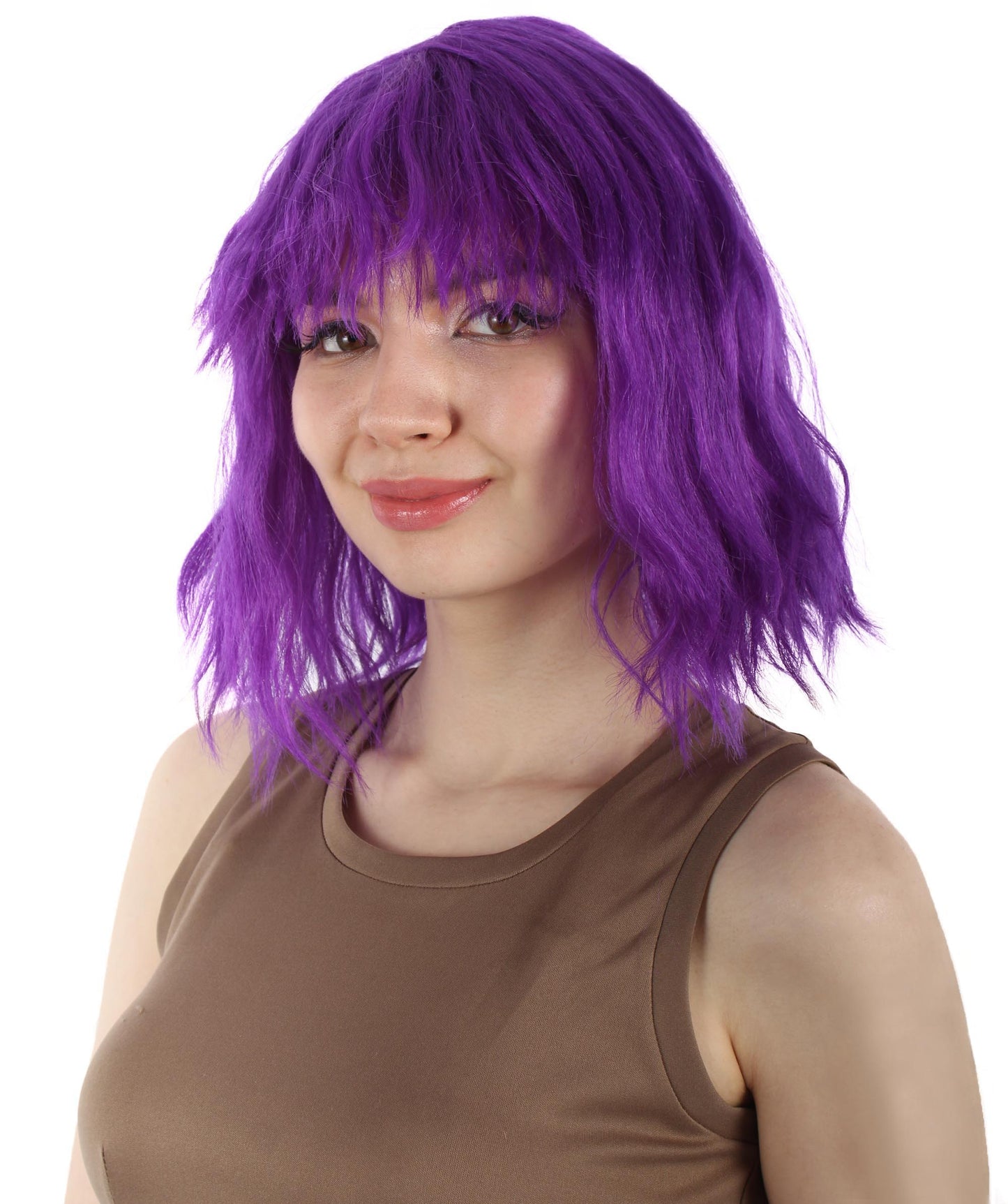 女性用ショルダーレングスバング波状コスプレウィッグ パープル H-5229_12 ファンシースタイル プレミアムハロウィンパーティーウィッグコレクション