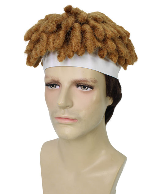 メンズ H-6031 アニメ映画パンダ ロング アフロ ツイスト ウィッグ ヘッドバンド付き 難燃性合成繊維