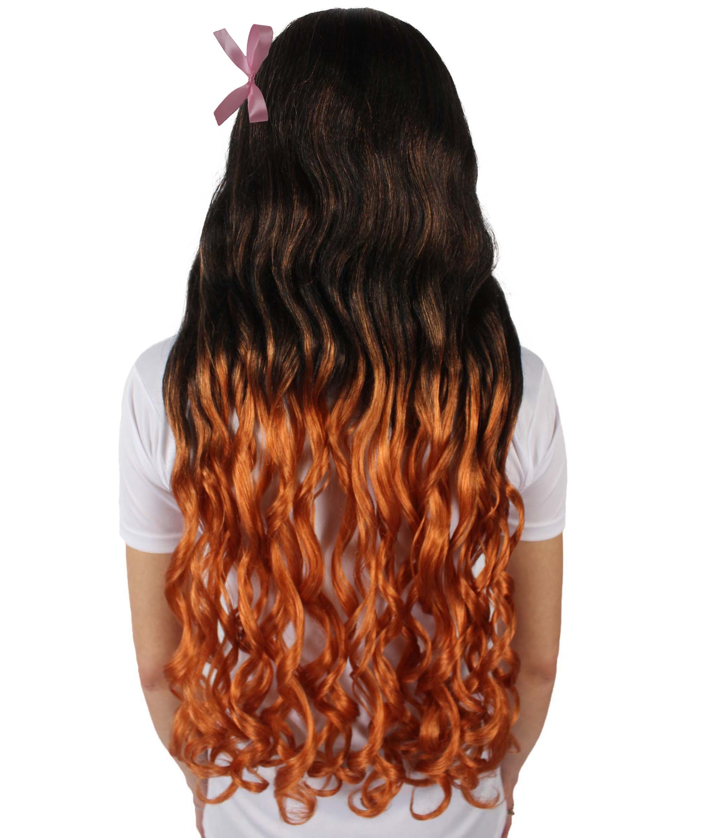 Wigs2you H-5670 竈門禰豆子(鬼滅の刃)女性用鬼滅の刃マンガスタイル ブラック&オレンジ 炎ウィッグ