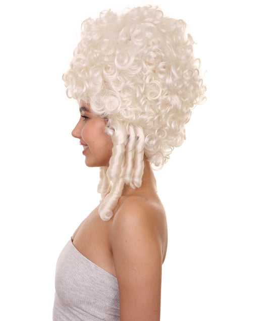 女性用コロニアルレディ ホワイトウィッグ H-4551 歴史的ウィッグ プレミアム通気性キャップレスキャップ