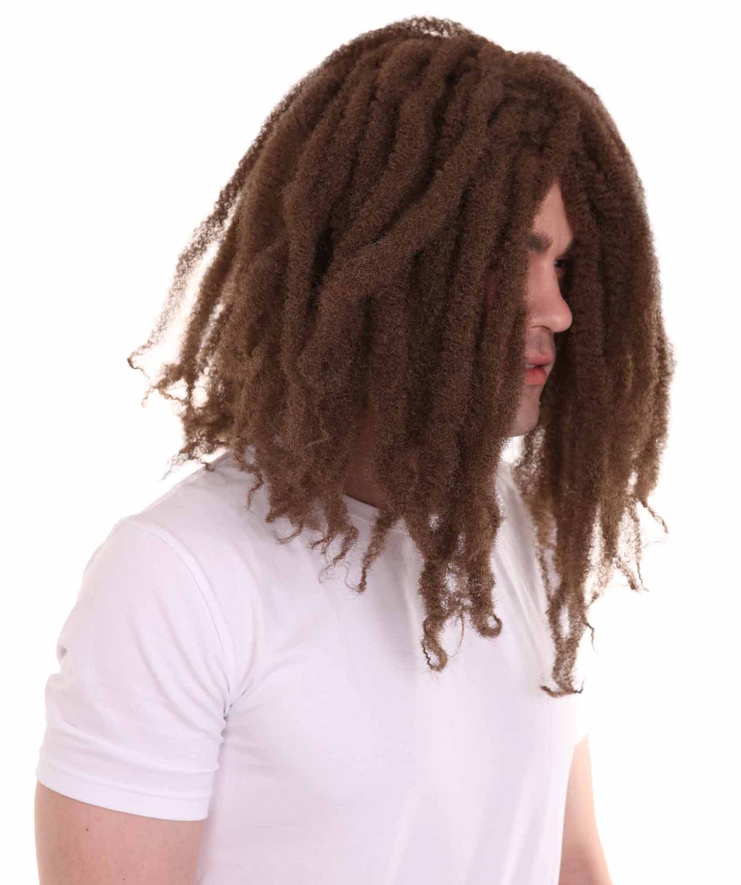Dreadlock人間髪|ライトブラウンの歴史的人物コスプレ・ハロウィンかつら|割増空気を通すCaplessなキャップH-2082