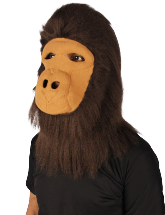 ハロウィンパーティープレミアムメンズ H-5646-DBR ヘアリーユニセックスエイプマスクのみ ダークブラウン 軟らかい合成繊維
