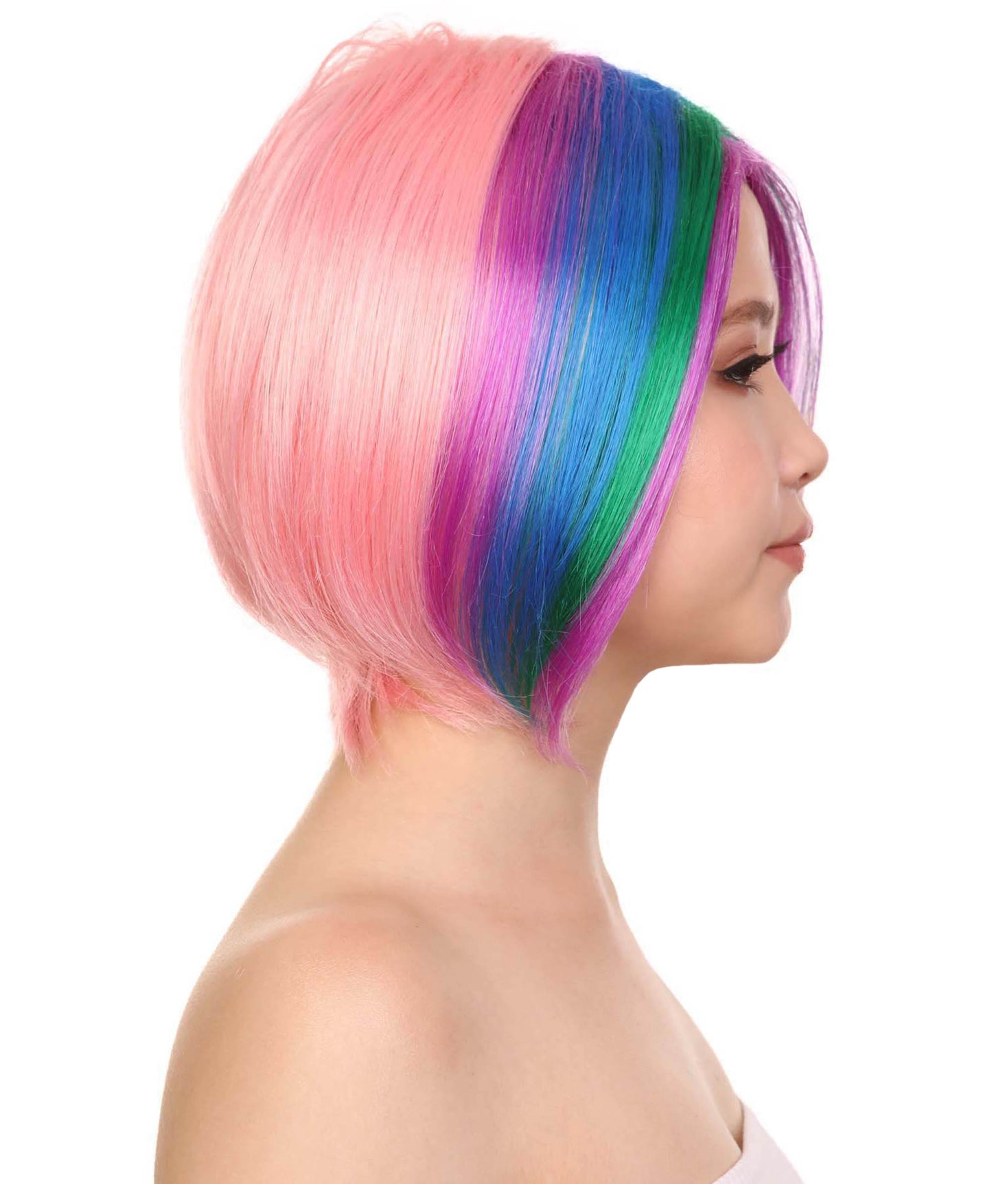 ショートレインボーウィッグ H-2590 ソフト合成繊維 女性らしい魅力 美しいウィッグを作る芸術