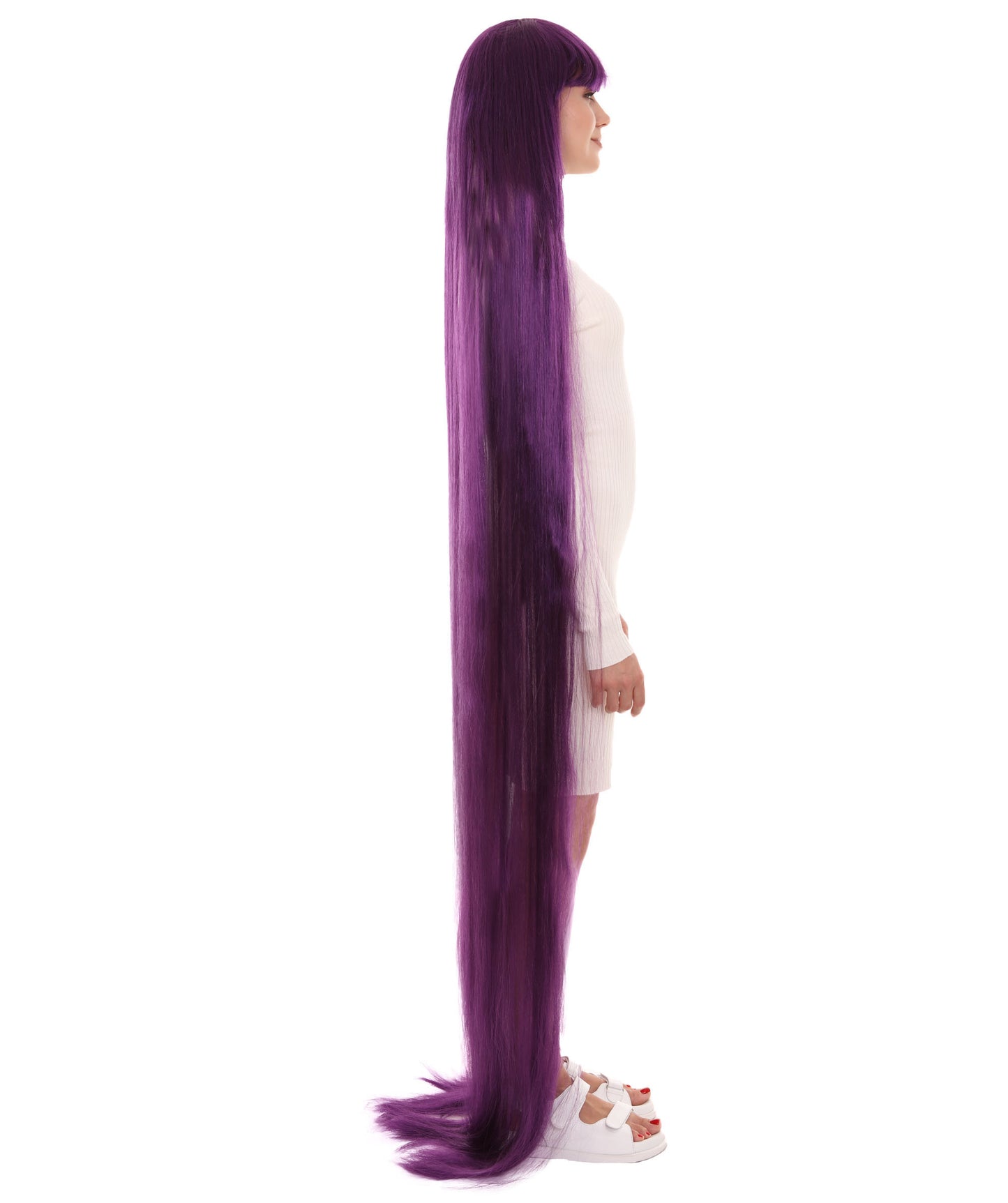 70エクストラロングバイオレット女性用ウィッグコレクション H-3263 華やかなハロウィンウィッグ プレミアム通気性のあるキャップレスキャップ