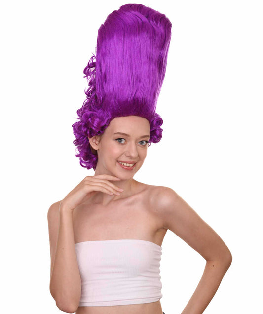 コロニアルレディ ラージビーハイブパープルウィッグ H-4450 歴史的時代 17世紀 18世紀アップドウィッグ プレミアムハロウィンウィッグ