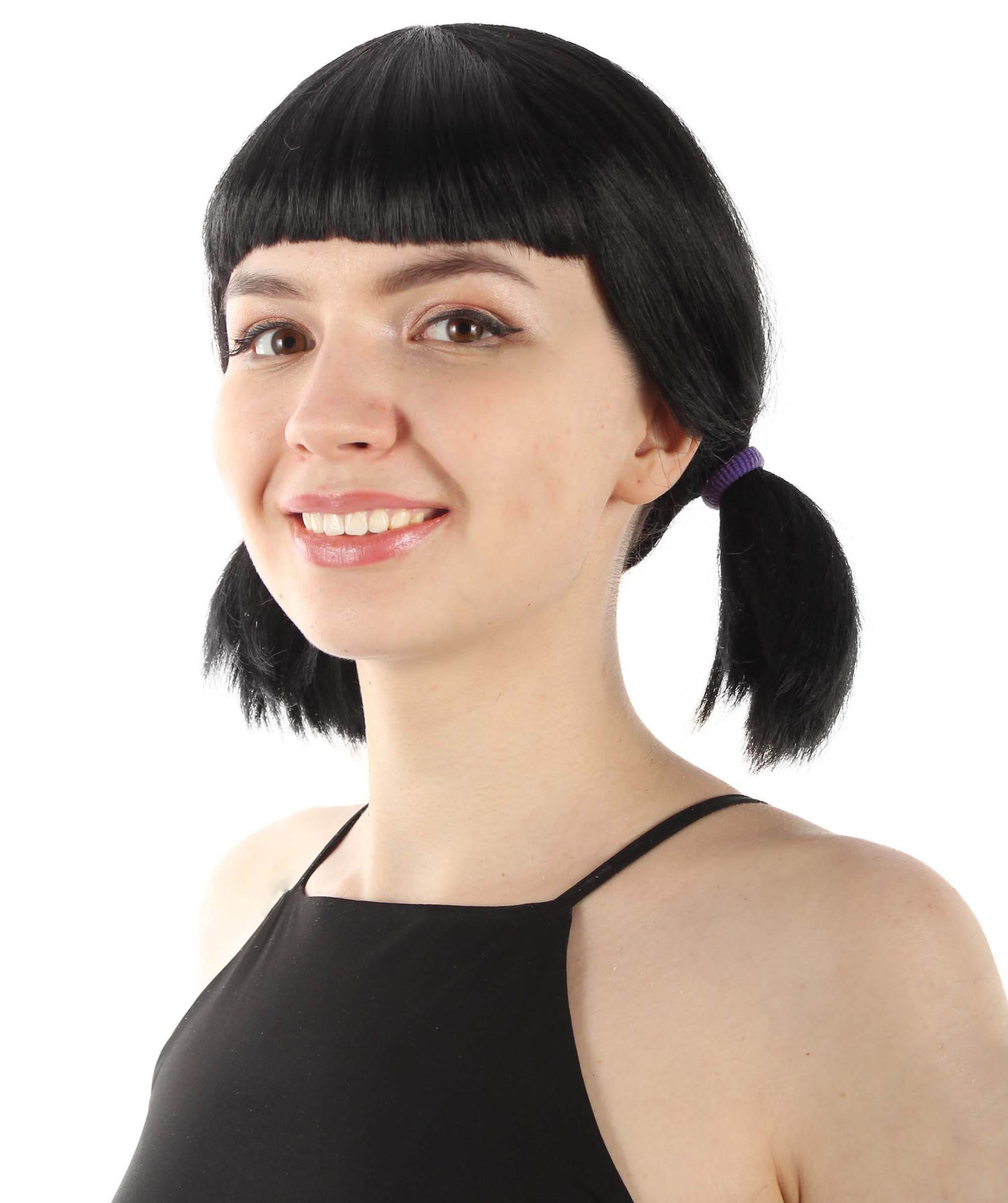 Wigs2you.com レディース ウィッグ 黒髪おさげ ヨンヒ風 韓国ドラマ風 フルウィッグ ハロウィン・仮装・コスプレ用 合成繊維 耐熱仕様 H-5491