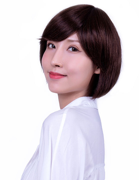 30歳〜40歳 若者の短い HT-019 100% ヒューマンヘア ナチュラルエレガンス ハンドタイド ヒューマンヘア束