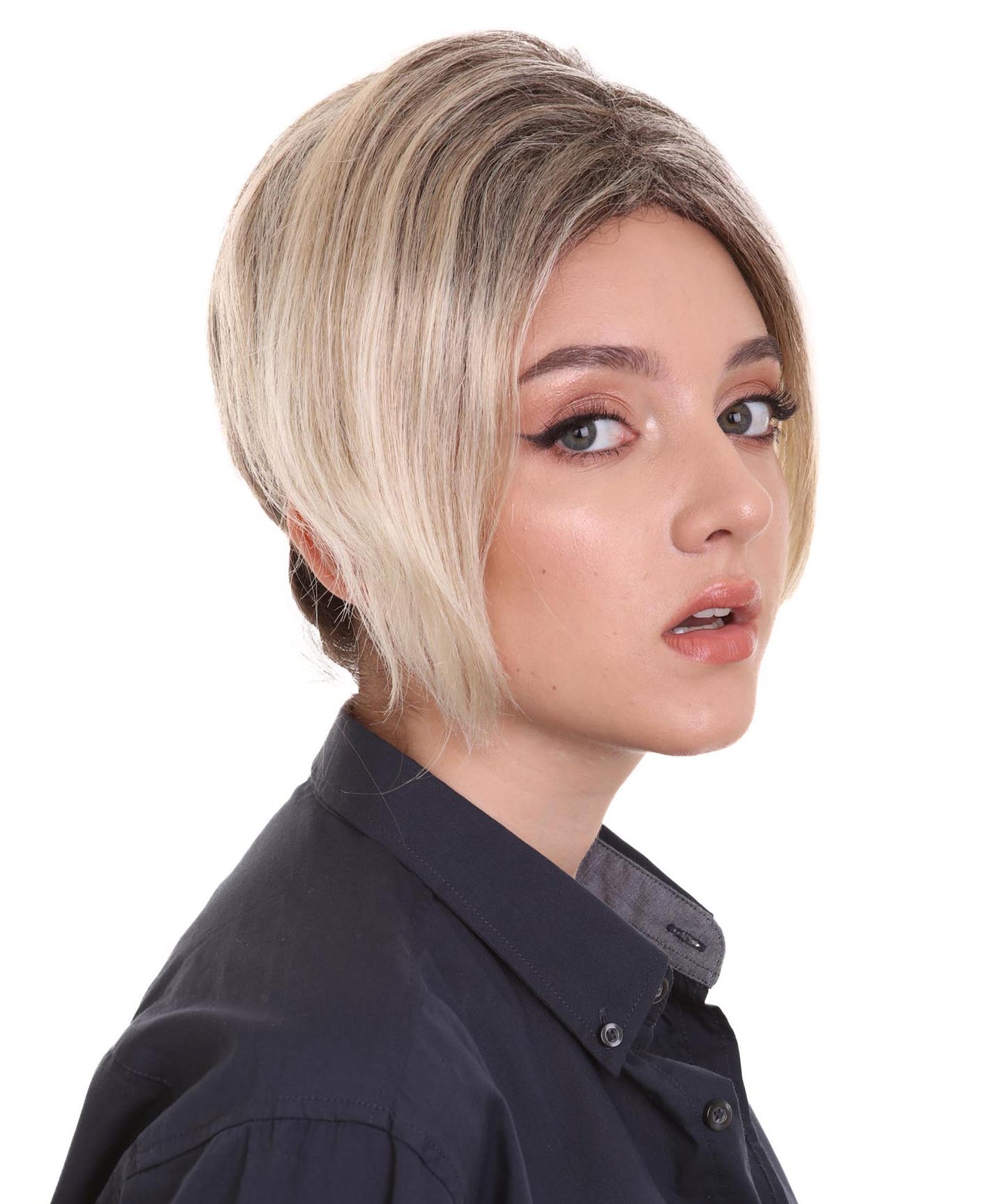 ハロウィンパーティプレミアム H-5241 レディース クラシックなミニバンマムのウィッグ ライトブラウンとブロンド