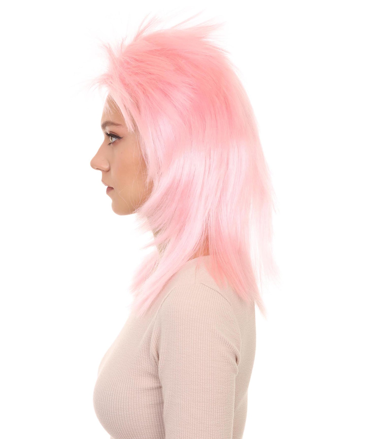Wigs2you ハロウィン パーティー プレミアム H-1321 簡単に着用でき 快適なフィット感 80 年代女性 Lt ピンク ロッカー スタイルウィッグ