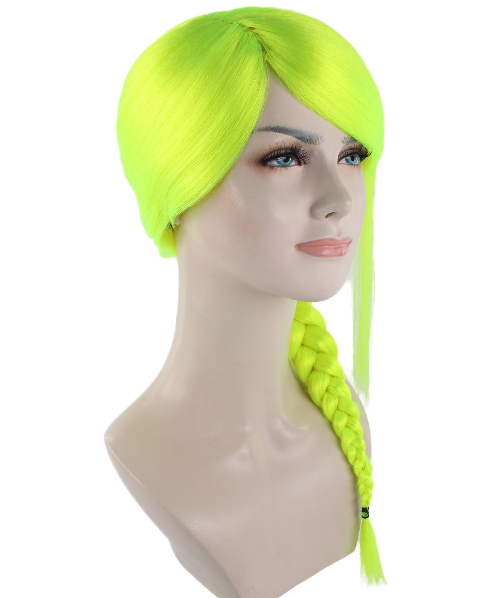 Wigs2you ハロウィン パーティー プレミアム レディース H-1189 快適なフィット感のネオングリーン編み込みウィッグ