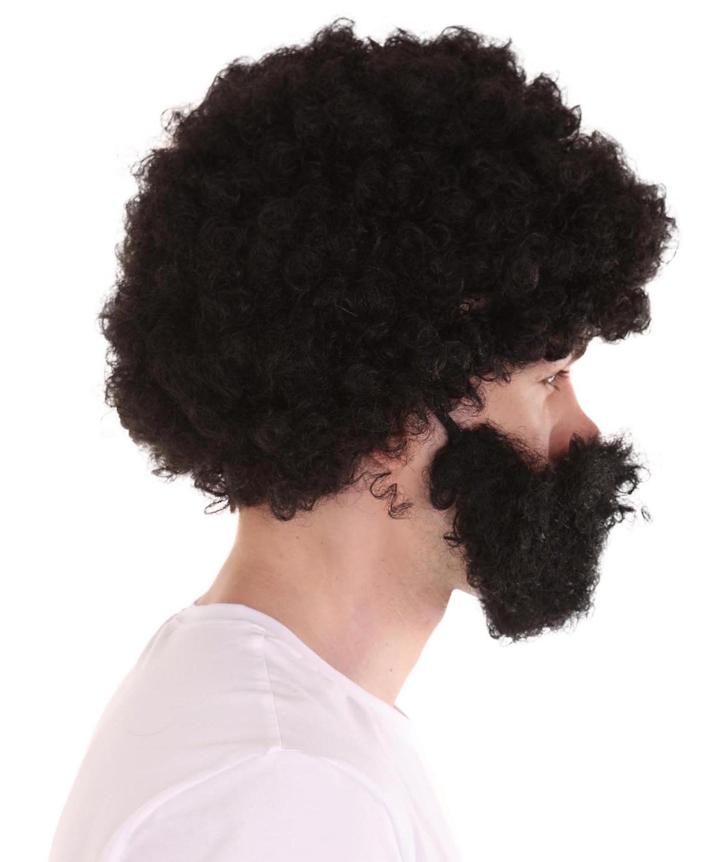 Wigs2you ハロウィンパーティー プレミアム メンズ H-637 ヒゲ&アフロウィッグ ブラックカラー