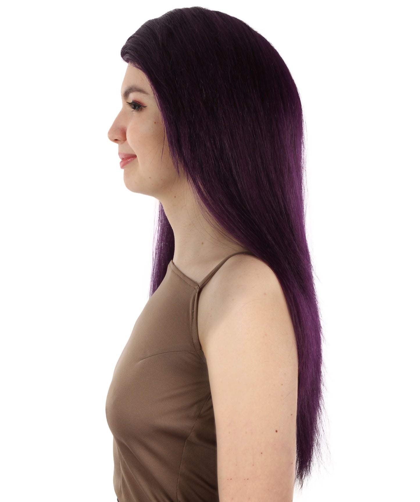 女性用ロングストレートサイドパートコスプレウィッグ ダークパープル H-5220_11 ファンシースタイル プレミアムハロウィンパーティーウィッグコレクション