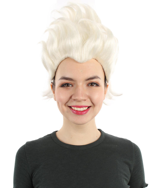 大人向け女性用 H-5800 アニメ 海 ムービー ヴィラン ショート ホワイト ウィッグ ハロウィンに最適 難燃性合成ファイバー