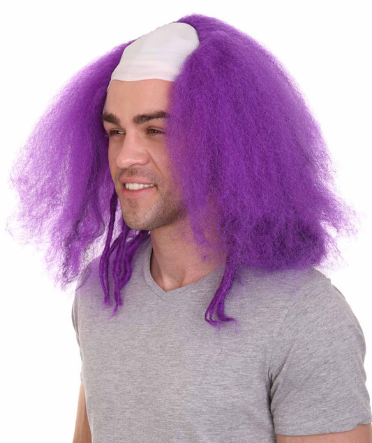 ハロウィーンパーティープレミアムメンズH-3624パープルボールドクラウンウィッグ