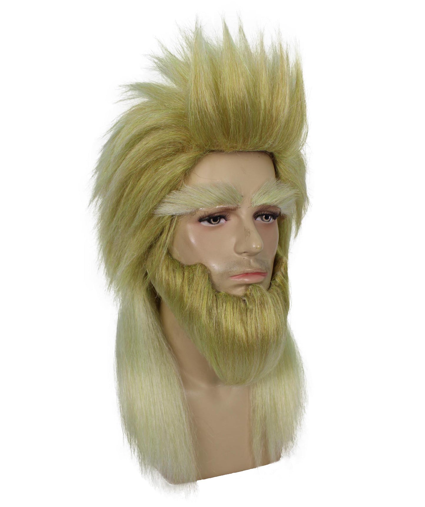 男性用 H-6150 オンラインゲームキャラクターコスプレウィッグ&ひげ、ハロウィンやコスプレに最適、難燃性合成繊維