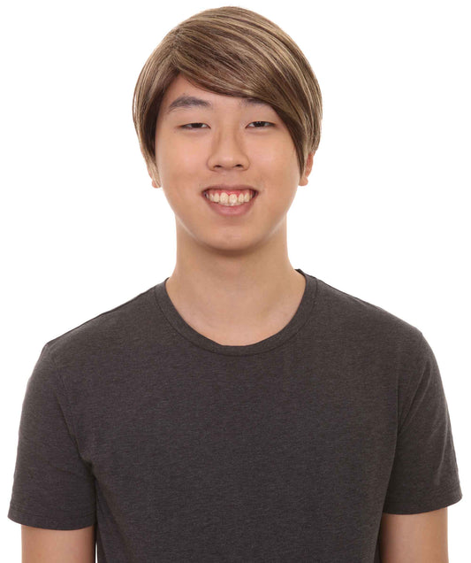 男性 ファンシーブラウン ウィッグ H-2366 コスプレ ハロウィン ウィッグ プレミアム 通気性のあるキャプレスキャップ