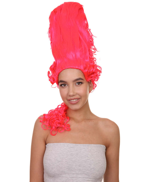 コロニアルレディ ラージビーハイブネオンピンクウィッグ H-4448 歴史的時代 17世紀 18世紀アップドウィッグ プレミアムハロウィンウィッグ