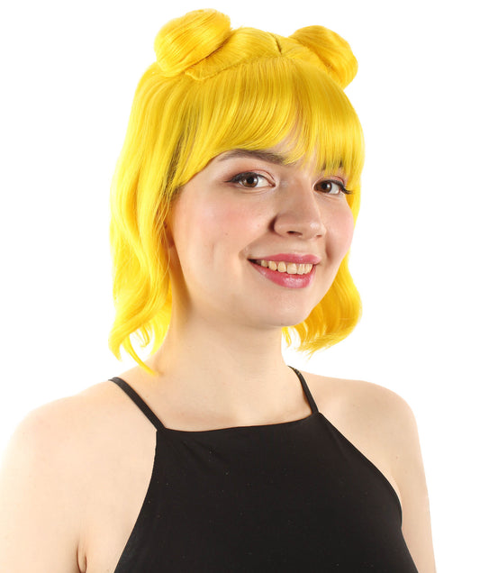 大人の女性用ショートダブルバンスペースギャラクシーウィッグ イエロー H-5376_3 女子会とグループコスチューム用ヘア