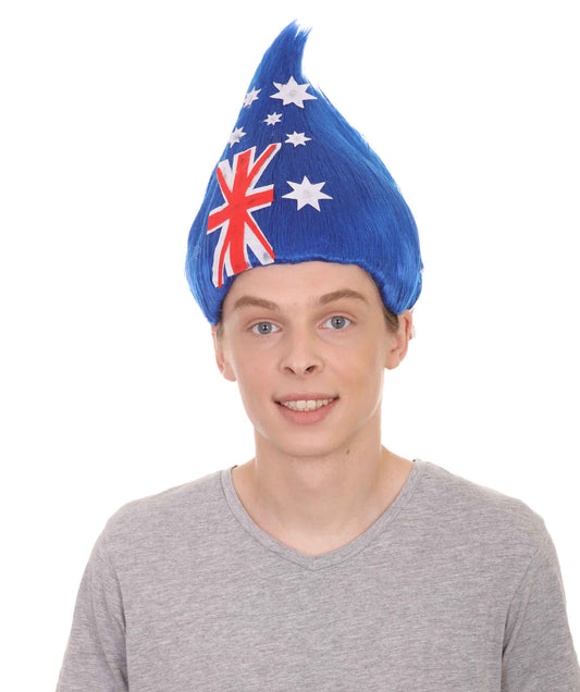 ユニセックス H-1556 オーストラリア フラッグ トロール ウィッグ コレクション スポーツ ウィッグ プレミアム通気性キャップレスキャップ