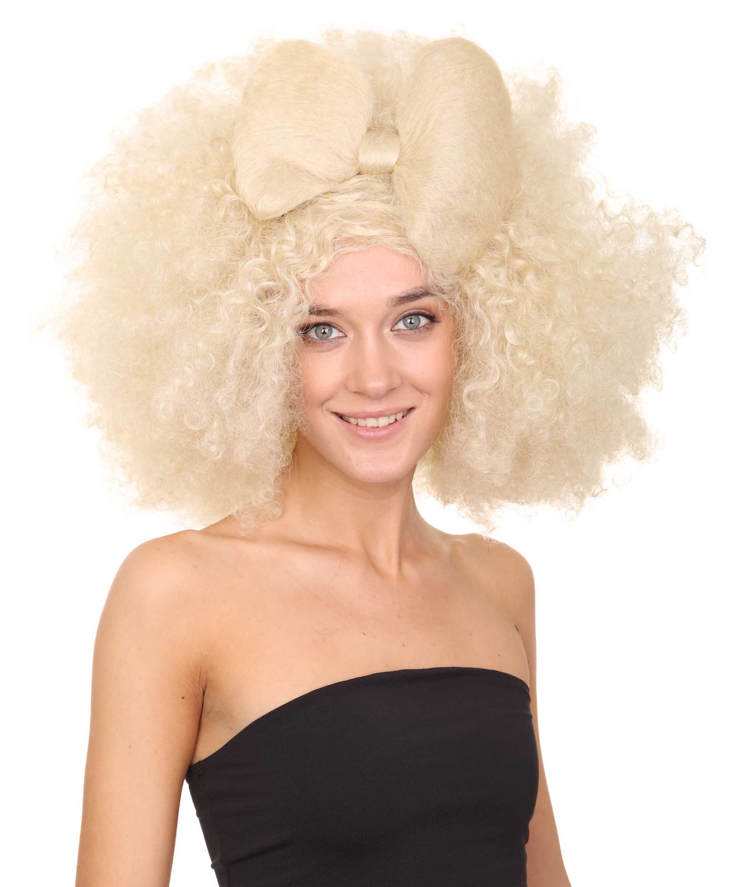 Wigs2you ハロウィン パーティー プレミアム レディース H-1252 着けやすい 快適なフィット感 ブロンド アフロ スモール ボウウィッグ