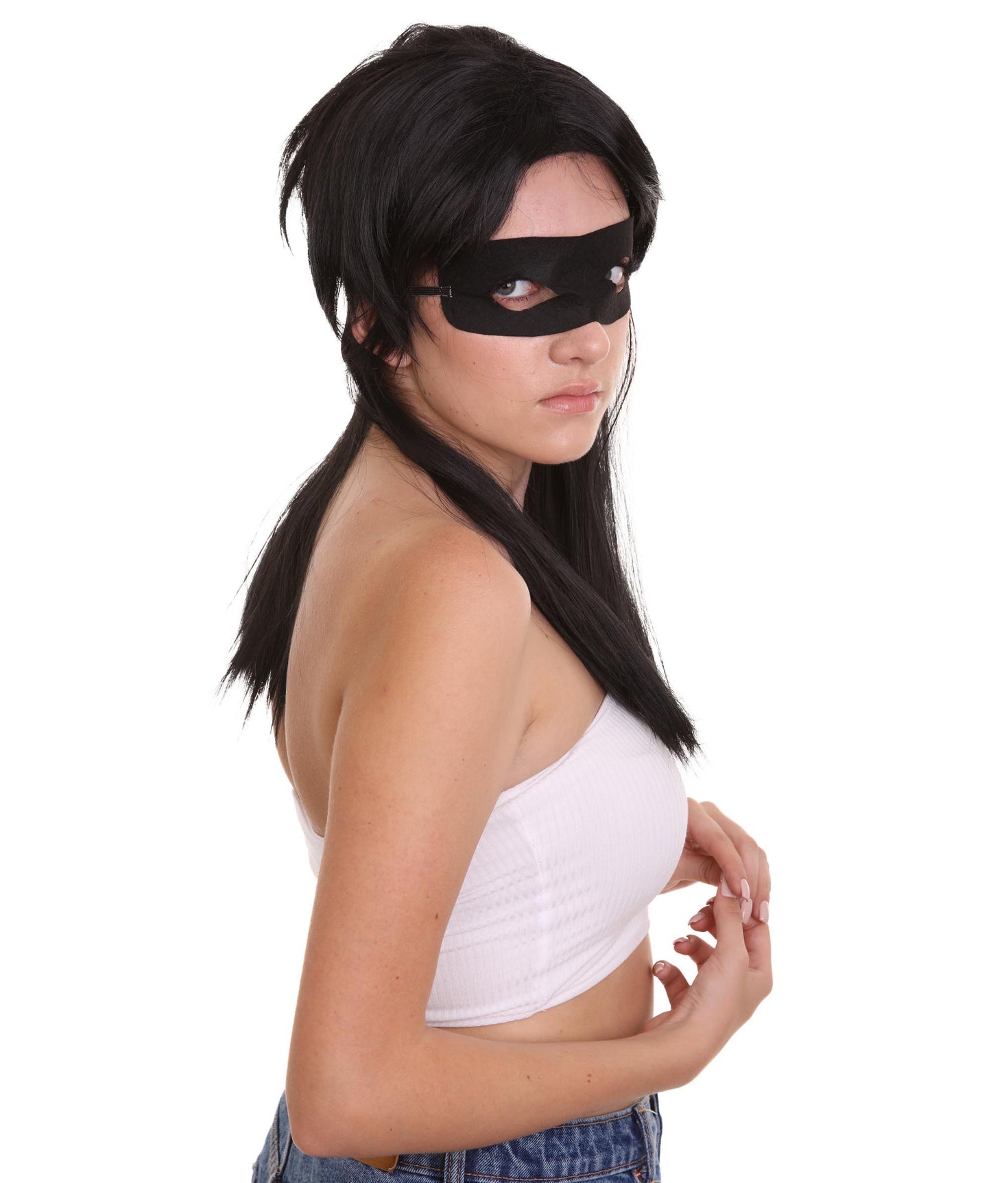 コスプレウィッグ インクレディブル2 Violet Parr H-3639 ウィッグとマスクセット TV/映画ウィッグ プレミアム 通気性の良い キャップレスキャップ