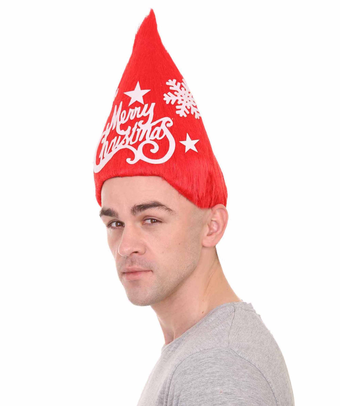 メンズ レッド クリスマスツリー トロール ウィッグ 1 H-2470 プレミアム 通気性のあるキャプレスキャップ
