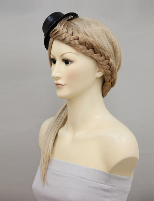 女性 W-8219 のおしゃれな ライトブロンド 三つ編みヘアアクセサリー 合成繊維