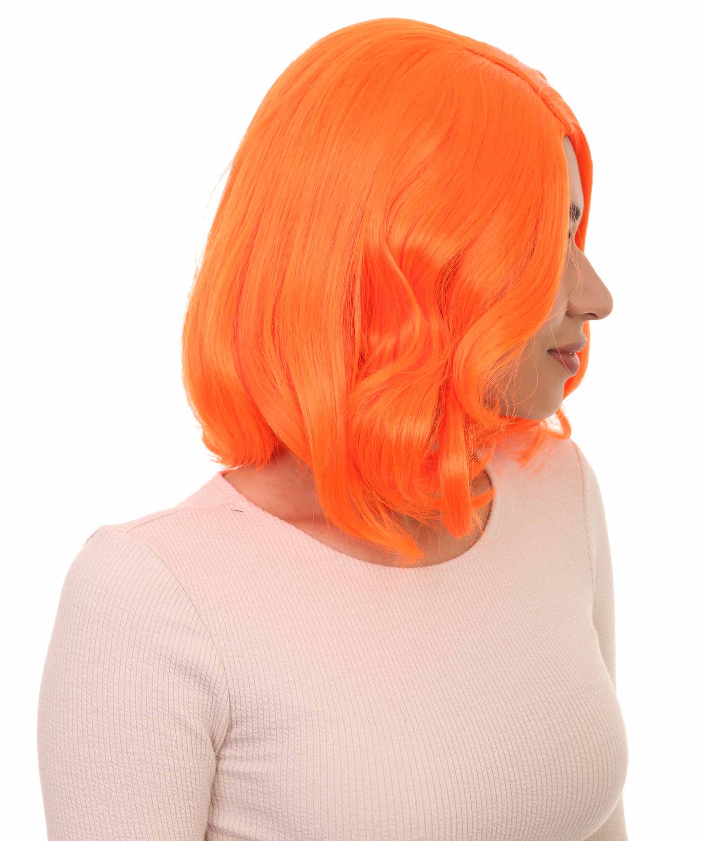 Wigs2you ハロウィン パーティー プレミアム 簡単に着用できる H-1150 とても快適なネオン オレンジ カーリー レディ ウィッグ