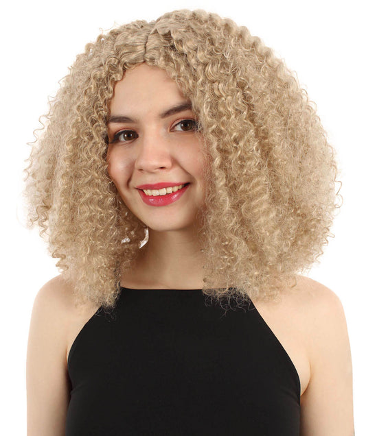 女性用ショルダーレングスカーリーウィッチウィッグ ベージュ H-5374_16 合成繊維ヘア ハロウィンパーティーウィッグコレクション