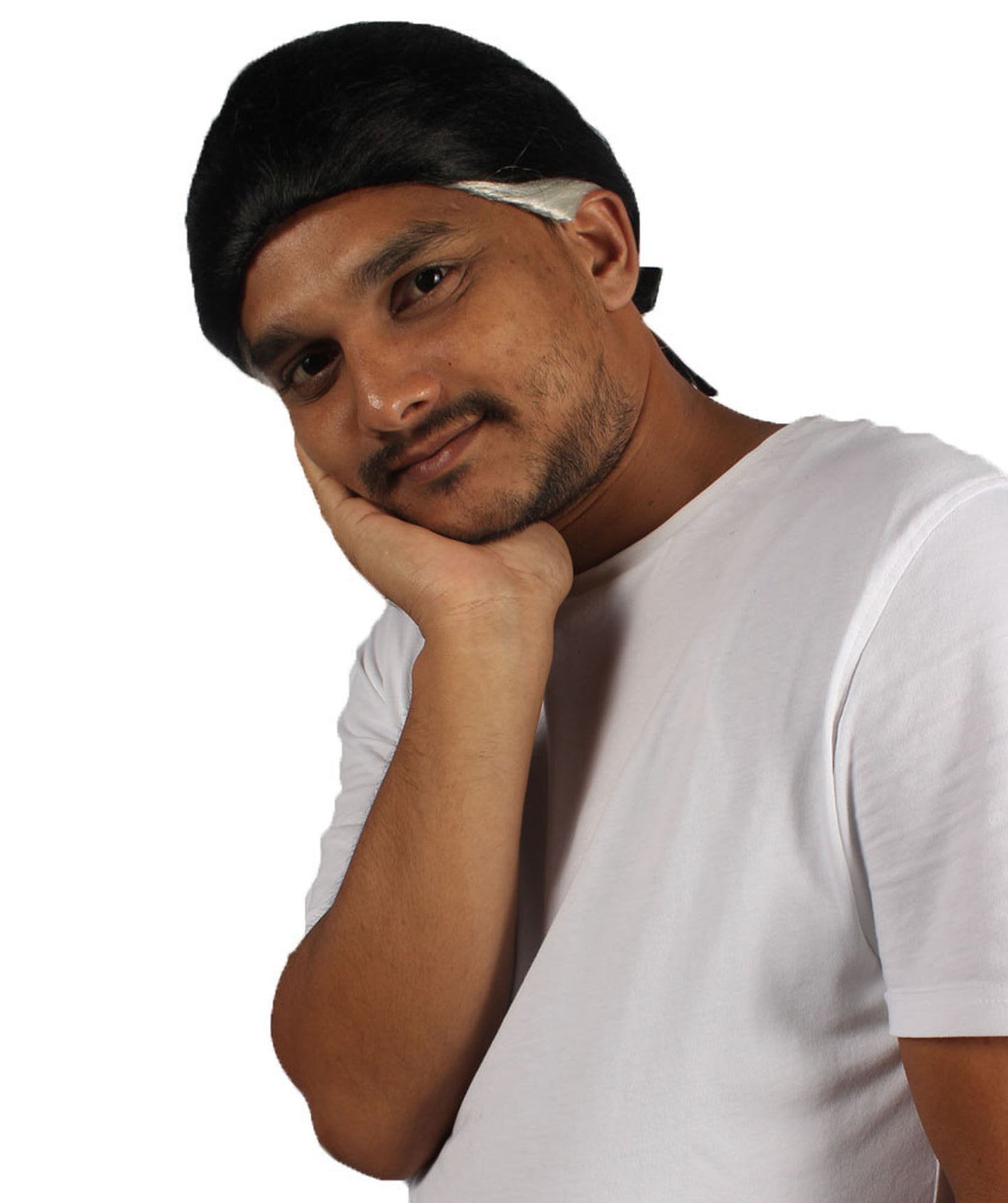 メンズスタイルロックスターブラックウィッグ H-4294 プレミアム通気性キャップレスキャップ