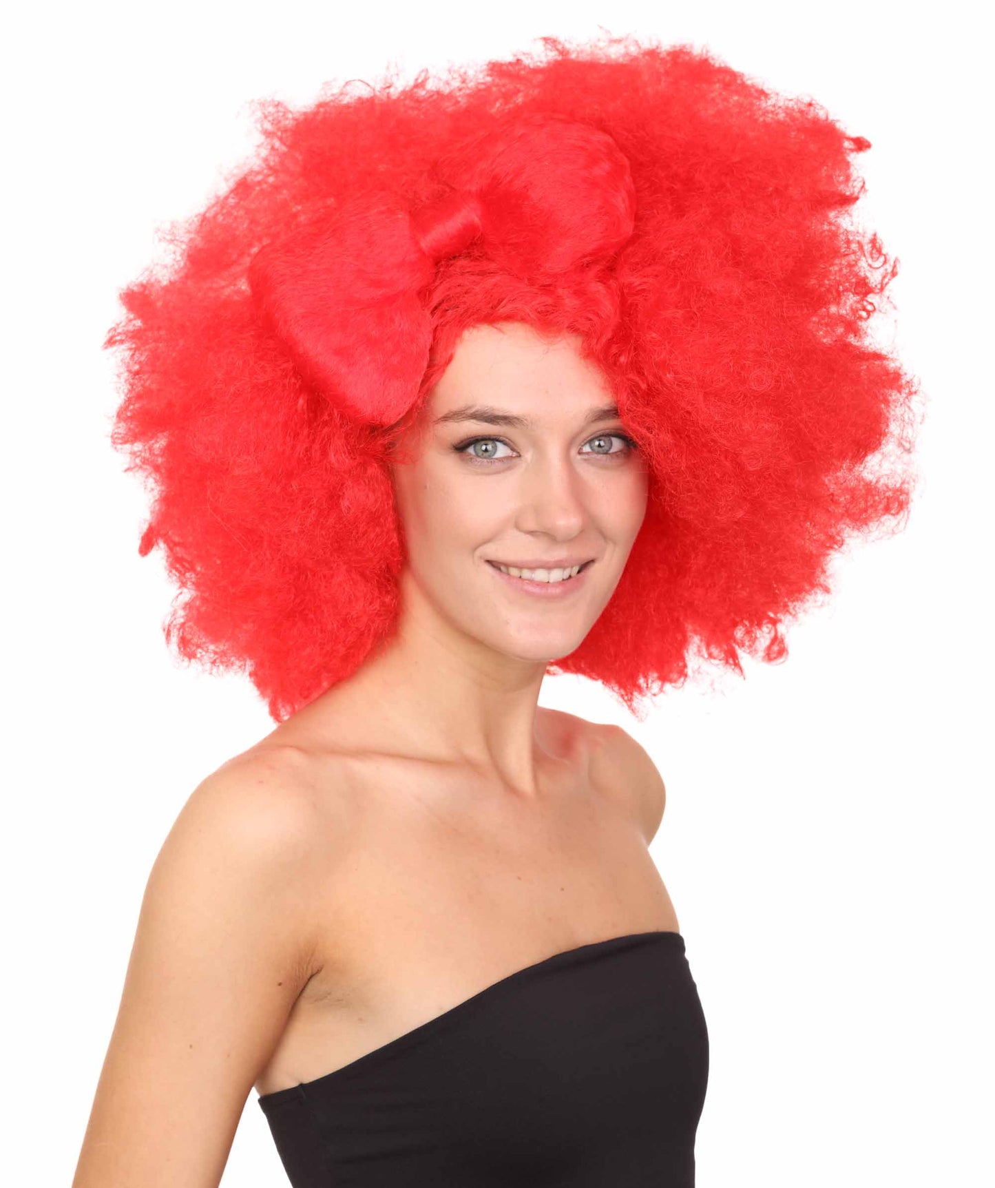 Wigs2you ハロウィン パーティー プレミアム レディース H-1231 快適なフィット感のレッド アフロ スモール ボウ ウィッグ