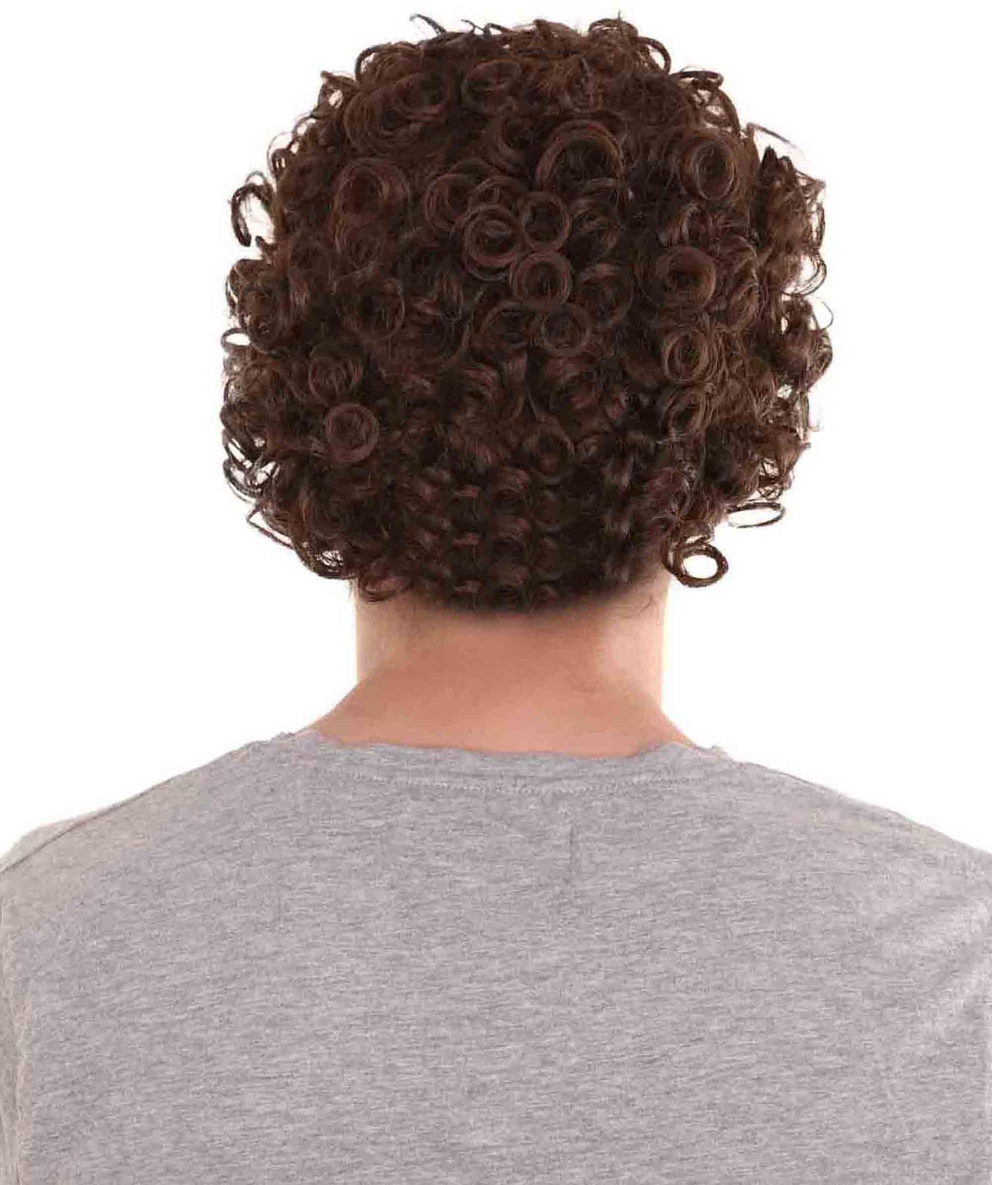 Wigs2you.com メンズ ウィッグ ブラウン アフロ 口ひげ付き キャラクター風 ハロウィン・仮装・パーティー用 合成繊維 耐熱仕様 H-2224