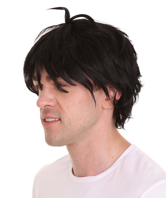 男性用「ペルソナ5」主人公ブラックウィッグ H-4373 ビデオゲームウィッグ プレミアム通気性キャップレスキャップ