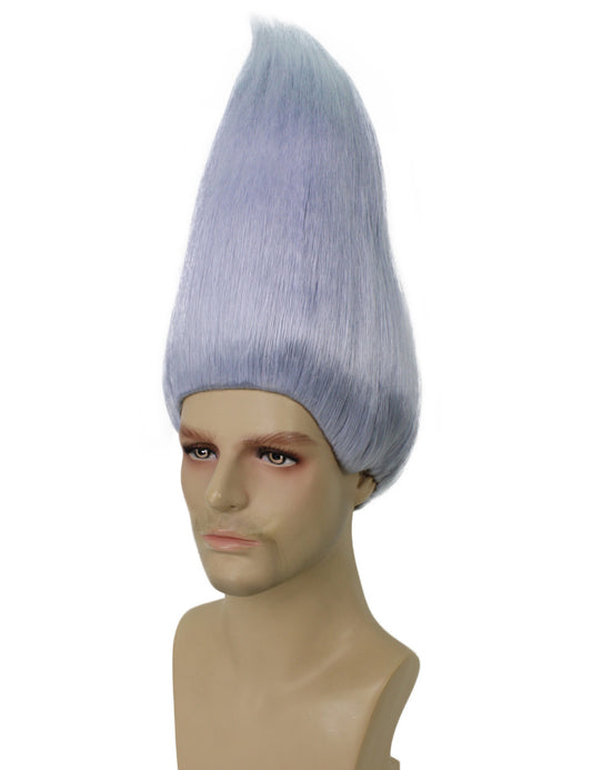 ハロウィンパーティープレミアムメンズ H-5642 ロングレングスアニメーテッドシルバーグレーパーティーダイヤモンドトロールウィッグ 軟らかい合成繊維の髪