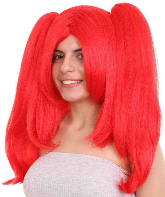 クラウンガール ビッグポニーテールレッドウィッグ H-3830 スーパージャンボキャラクターコスプレハロウィンウィッグ プレミアム 通気性の良い キャップレスキャップ