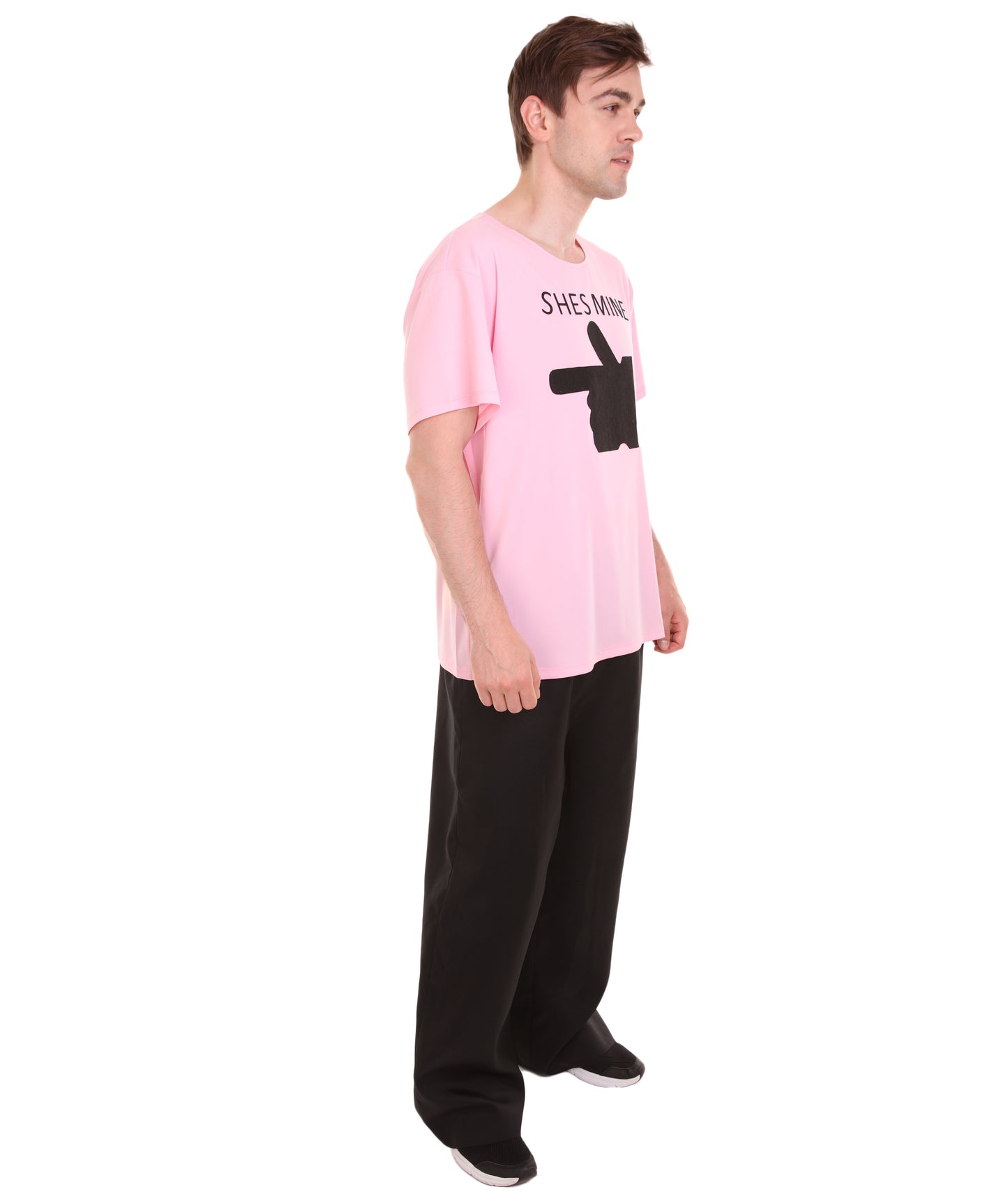 大人向け女性用 JCO-168_4 バレンタインデー ライトピンク マッチング カップル "He's Mine" Tシャツ コスプレ コスチュームコレクション