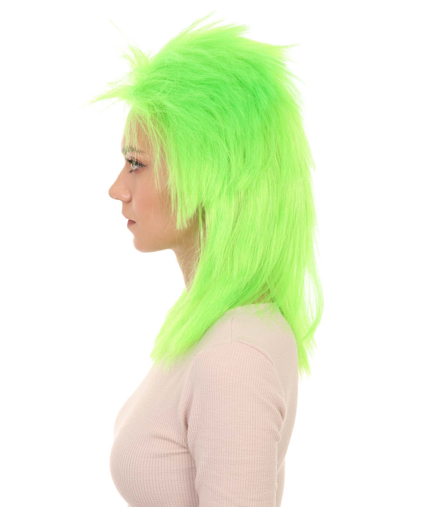 Wigs2you ハロウィン パーティー プレミアム H-1312 簡単に着用でき 快適なフィット感 80 年代女性ライム ロッカー スタイルウィッグ