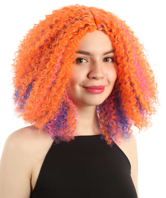 女性用ショルダーレングスカーリーウィッチウィッグ ピンクオンブレ H-5374_31 合成繊維ヘア ハロウィンパーティーウィッグコレクション