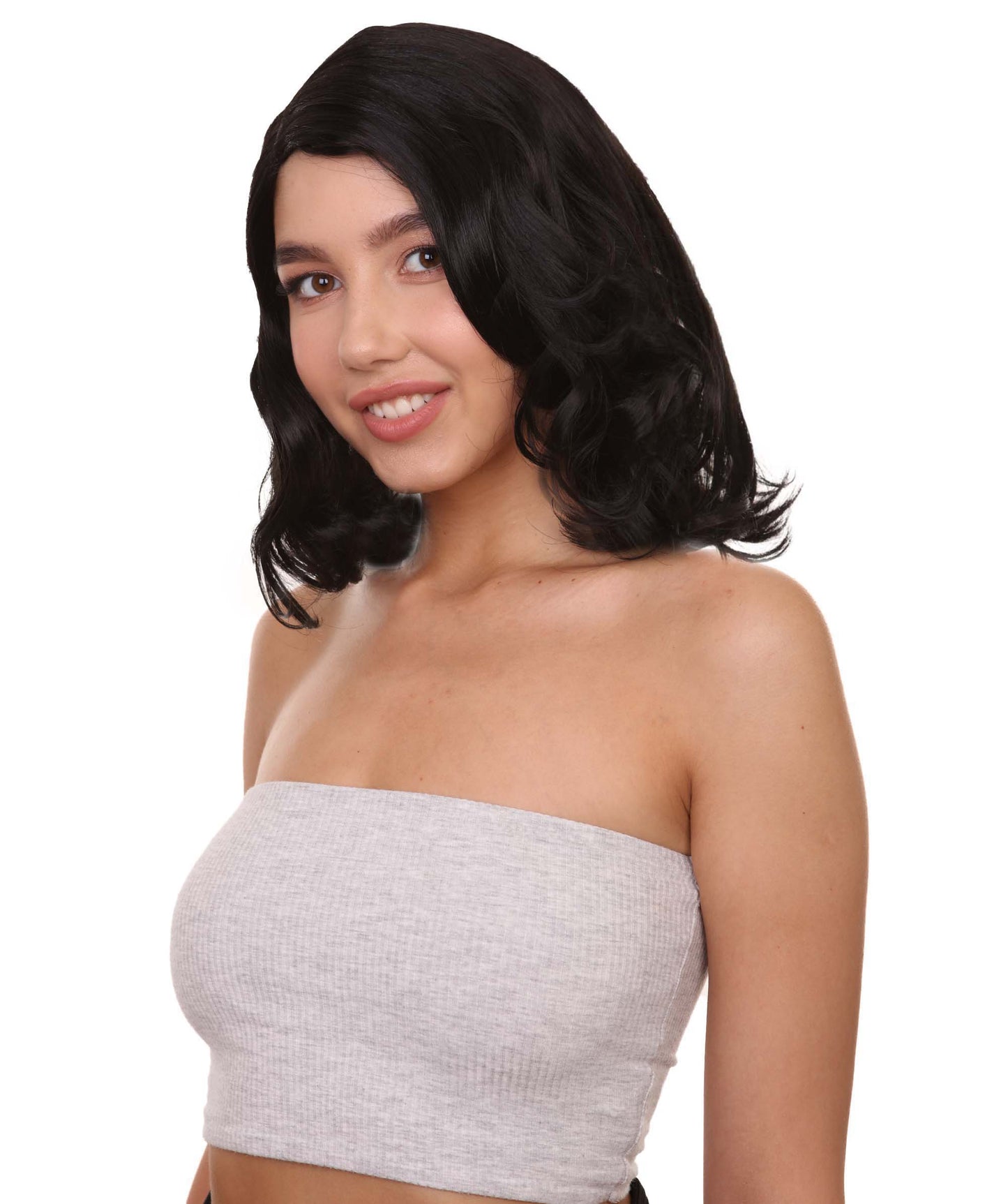 Wigs2you ハロウィン パーティー プレミアム 簡単に着用できる H-1137 とても快適なブラック カーリー レディ ウィッグ