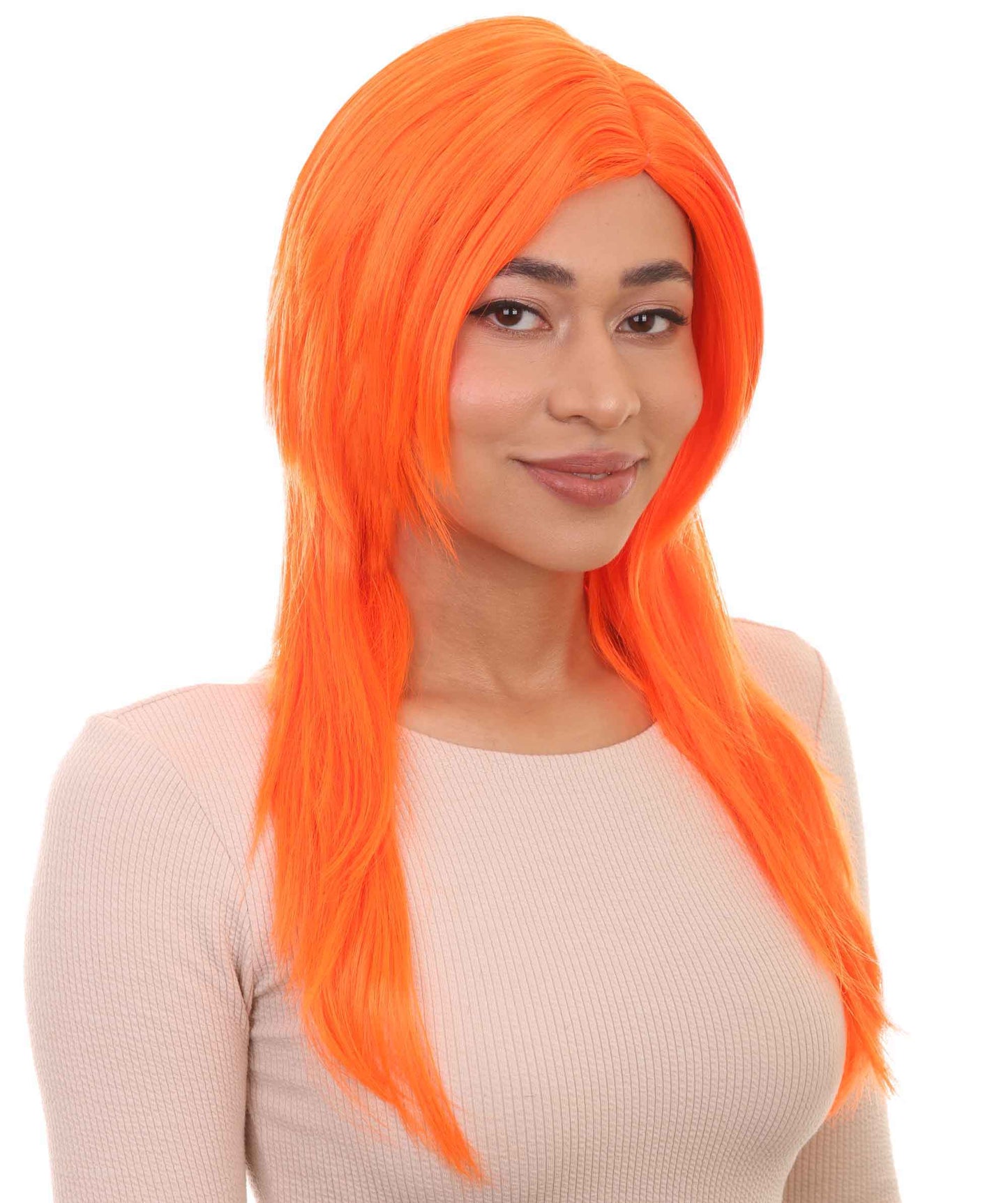 Wigs2you ハロウィンパーティープレミアム H-964 3レイヤーのパーティーガールウィッグ ネオンオレンジカラー
